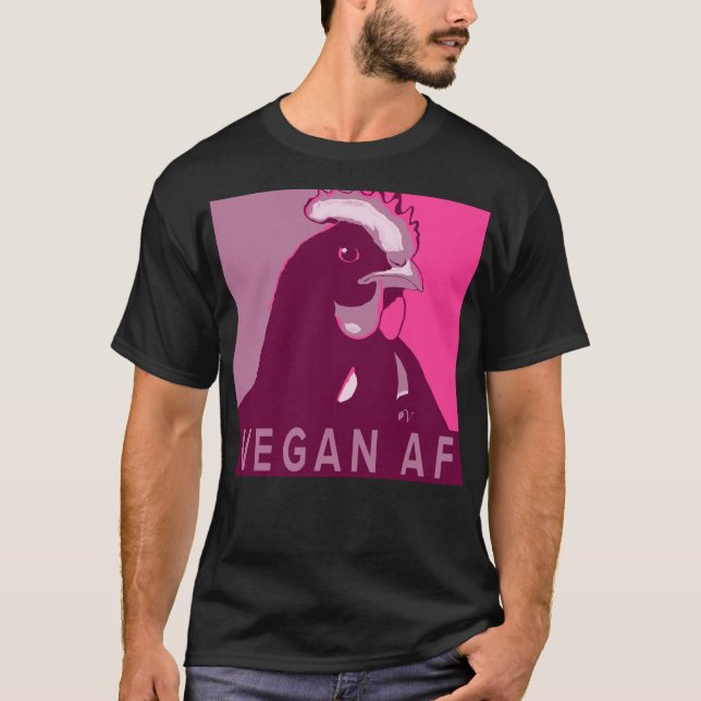 Rosa Pop Art Inspiriert Hühnerhemd Vegan AF T-Shirt (Vorderseite)