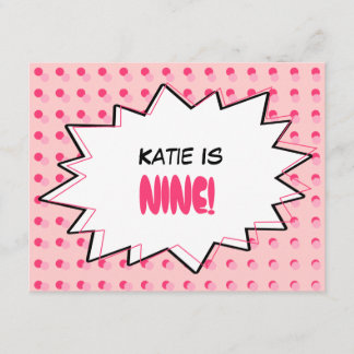Rosa Pop-Kunst-Geburtstags-Party Einladung