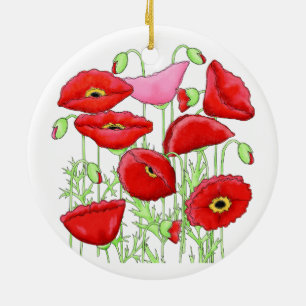 Rosa Poppies Art Custom Gardener Floral Keramikornament