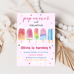 Rosa Popsice Ice Cream Pop auf über der Geburtstag Einladung