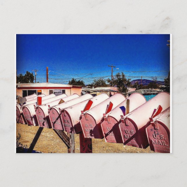 Rosa Postkästen Postkarte (Vorderseite)