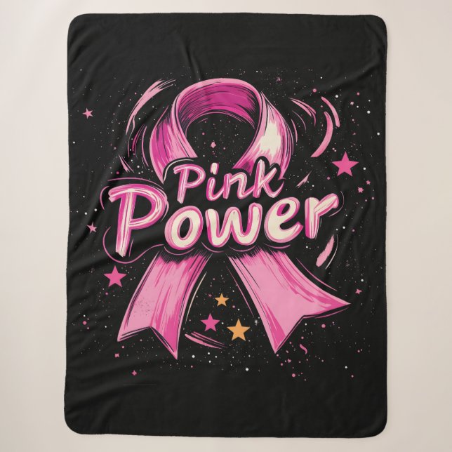 Rosa Power Brustkrebs Bewusstsein Sherpadecke (Vorderseite)