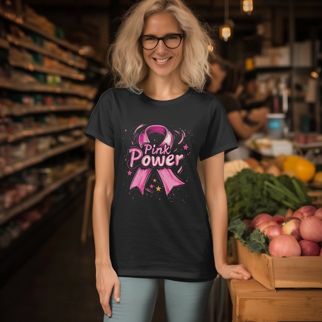 Rosa Power Brustkrebs-Bewusstsein T - Shirt (Von Creator hochgeladen)