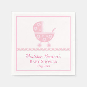 Rosa Pram-niedliche Mädchen-Baby-Dusche Serviette