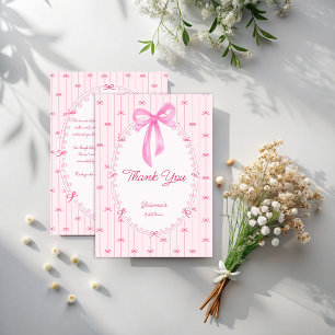 Rosa präppy handgezeichnete Babyparty Dankeskarte