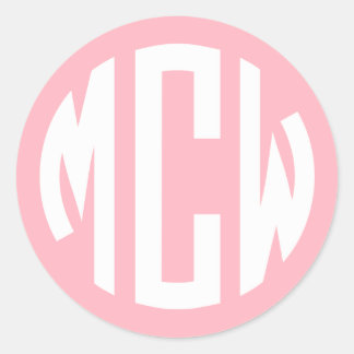 Rosa Preppy 3I Monogramm Kreis Runder Aufkleber