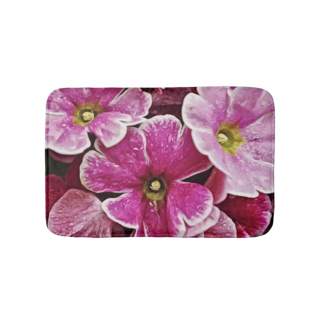 Rosa Primrose Blume Bath Mat Rug Badematte (Vorderseite)