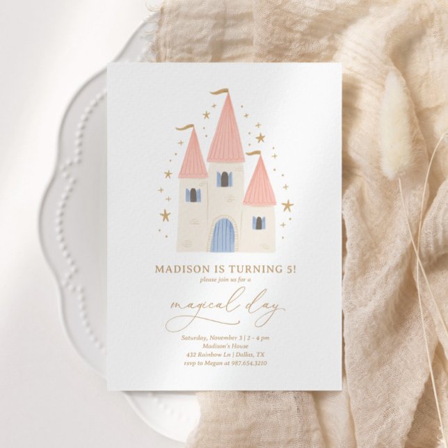 Rosa Princess Burg Girl del Malcantone Einladung (Von Creator hochgeladen)