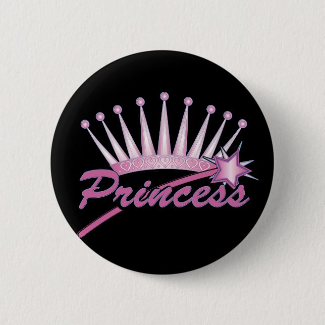 Rosa Princess Crown Button (Vorderseite)