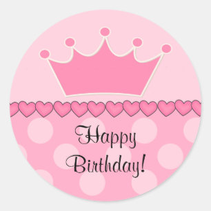 Rosa Princess Crown Happy Birthday Sticker
