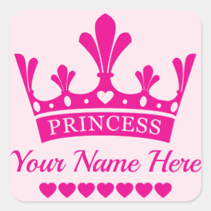 Rosa Princess Crown Quadratischer Aufkleber