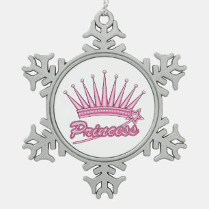 Rosa Princess Crown Schneeflocken Zinn-Ornament