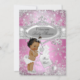 Rosa Princess Winter Wonderland Baby Shower Ethnic Einladung
