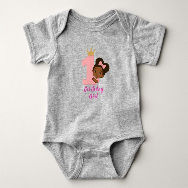 Rosa Prinzessin 1. Geburtstagsdesign Baby Strampler (Vorderseite)