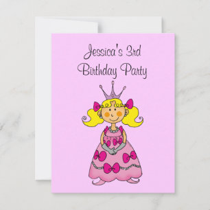 Rosa Prinzessin 3. Geburtstag Party personalisiert Einladung