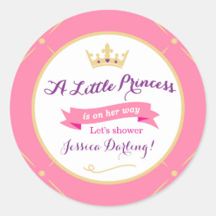 Rosa Prinzessin-Babyparty Aufkleber- + Lila Runder Aufkleber