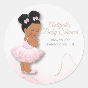 Rosa Prinzessin Ballerina Baby Duschkuchen Topf Runder Aufkleber