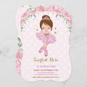 Rosa Prinzessin Ballerina Birthday Invite Tutu Par Einladung