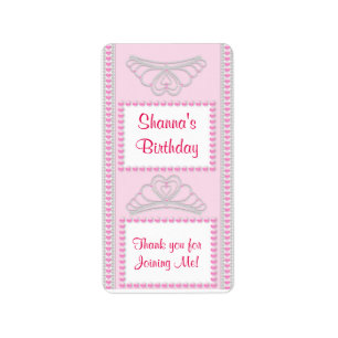 Rosa Prinzessin Birthday Miniature Candy Bar wrapp Adressaufkleber