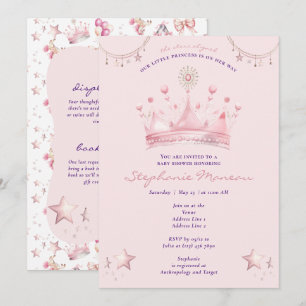 Rosa Prinzessin Celestial Stars Aligned Baby Dusch Einladung