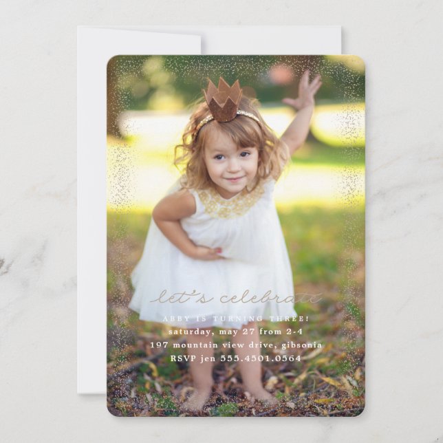 Rosa Prinzessin Confetti zum Geburtstag Einladung (Vorderseite)