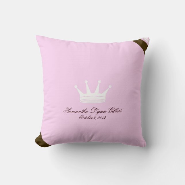 Rosa Prinzessin Crown Custom Baby Pillow Kissen (Vorderseite)