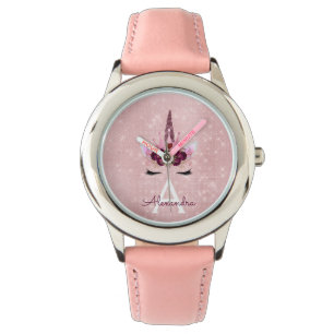 Rosa Prinzessin Einhorn Rose Gold Rosa Rosa Glitze Armbanduhr