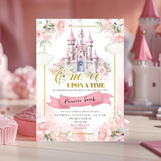 Rosa Prinzessin einmal zum Geburtstag Einladung