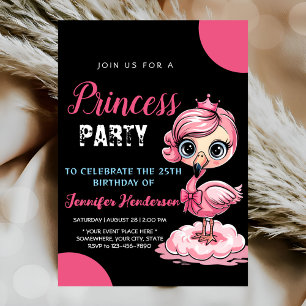 Rosa Prinzessin Flamingo 25. Geburtstagsparty Einl Einladung
