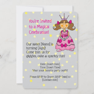Rosa Prinzessin Geburtstagsparty Einladung