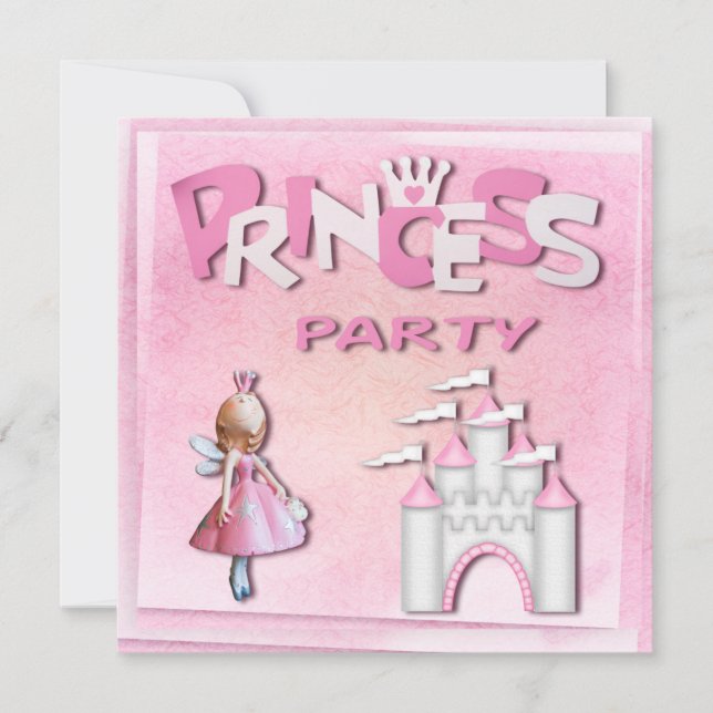 Rosa Prinzessin Geburtstagsparty Einladung (Vorderseite)