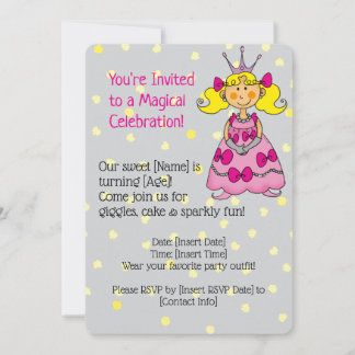 Rosa Prinzessin Geburtstagsparty Einladung