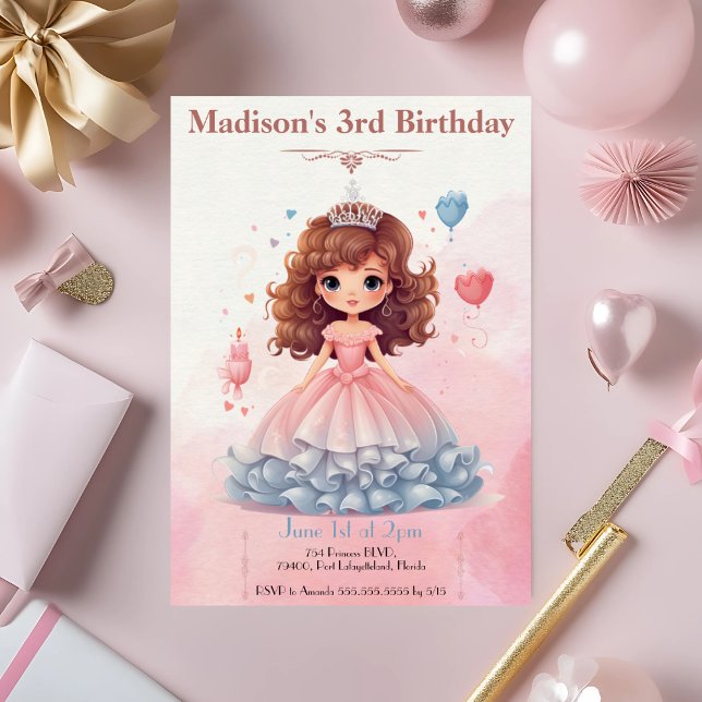 Rosa Prinzessin Geburtstagsparty Einladung (Von Creator hochgeladen)