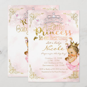 Rosa Prinzessin Glitzer Tutu & Krone Baby Shower Einladung