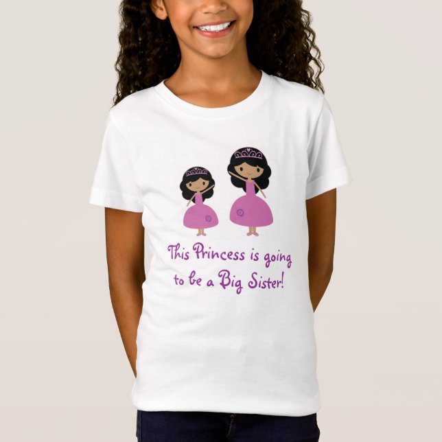 Rosa Prinzessin große Schwester - dunkle Haut T-Shirt (Vorderseite)