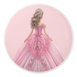 Rosa Prinzessin Mädchen Keramikknopf Keramikknauf
