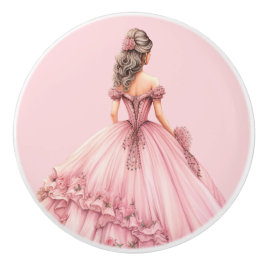 Rosa Prinzessin Mädchen Keramikknopf Keramikknauf