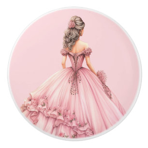 Rosa Prinzessin Mädchen Keramikknopf Keramikknauf