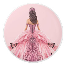 Rosa Prinzessin Mädchen Keramikknopf