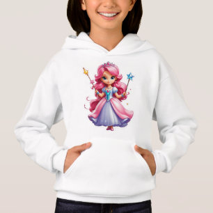 Rosa Prinzessin mit zauberhafter Wand und Tiara Hoodie