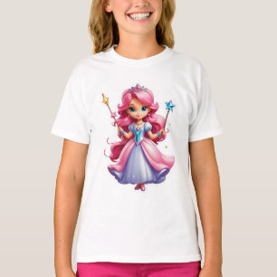 Rosa Prinzessin mit zauberhafter Wand und Tiara T-Shirt