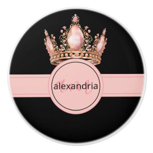 Rosa Prinzessin Monogramm Tiara Girly Keramikknopf Keramikknauf