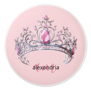Rosa Prinzessin Monogramm Tiara Girly Keramikknopf Keramikknauf