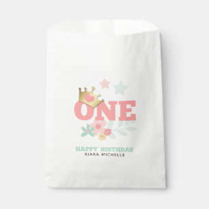 Rosa Prinzessin "One" Krone Baby Mädchen erster Ge Geschenktütchen