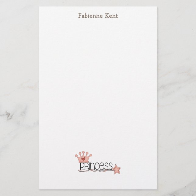 Rosa Prinzessin · Prinzessin Wordart Briefpapier (Vorderseite)
