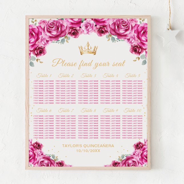 Rosa Prinzessin Quinceañera 10 Tabelle Sitzplan Poster (Von Creator hochgeladen)