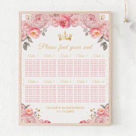 Rosa Prinzessin Quinceañera 10 Tische Sitzplan Poster