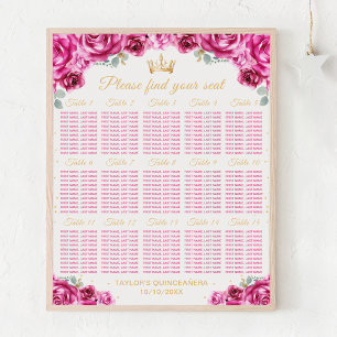 Rosa Prinzessin Quinceañera 15 Tisch Sitzordnung Poster
