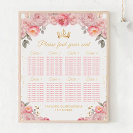 Rosa Prinzessin Quinceañera 8 Tische Sitzplan Poster