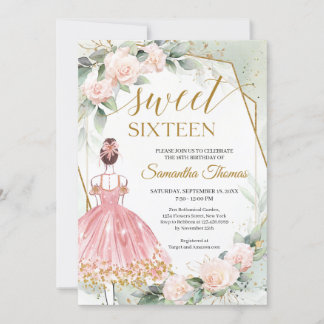 Rosa Prinzessin-Rose und Eukalyptusgold Einladung